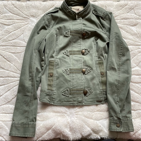 Hollister Green Button Up Utility Jacket Women’s Size Medium - Picture 3 of 11